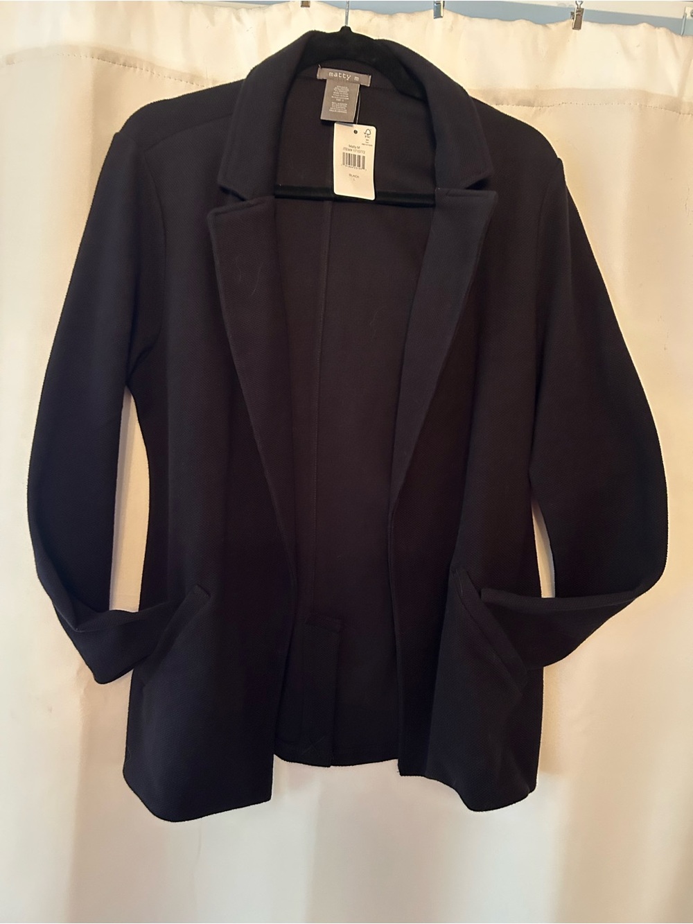 Matty M Black Open-Front Blazer with Pockets